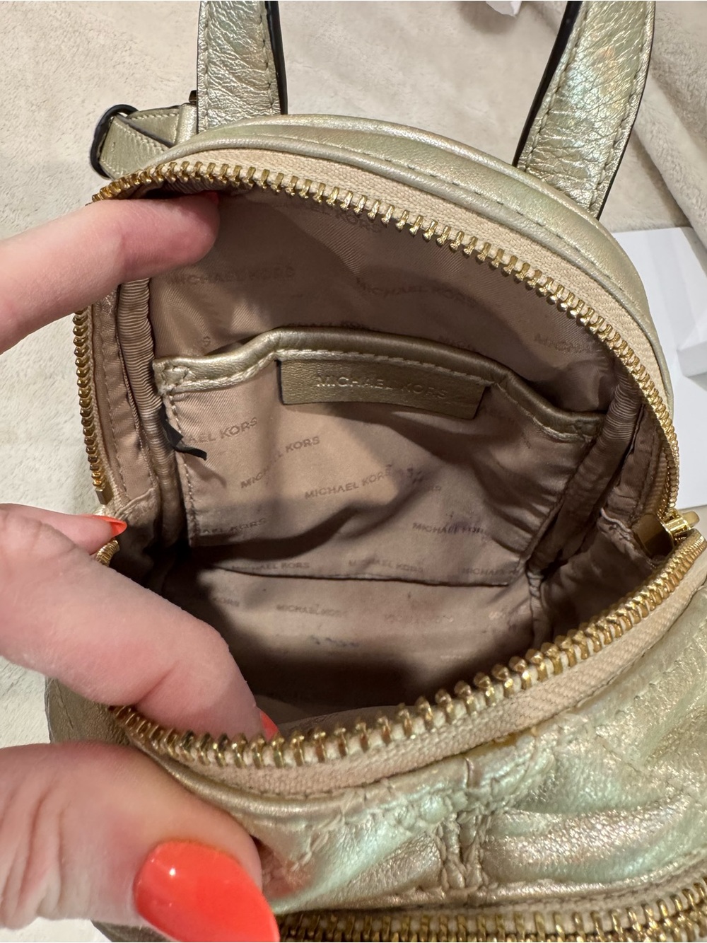 Michael Kors Rhea Metallic Quilted Mini Backpack - Picture 4 of 5